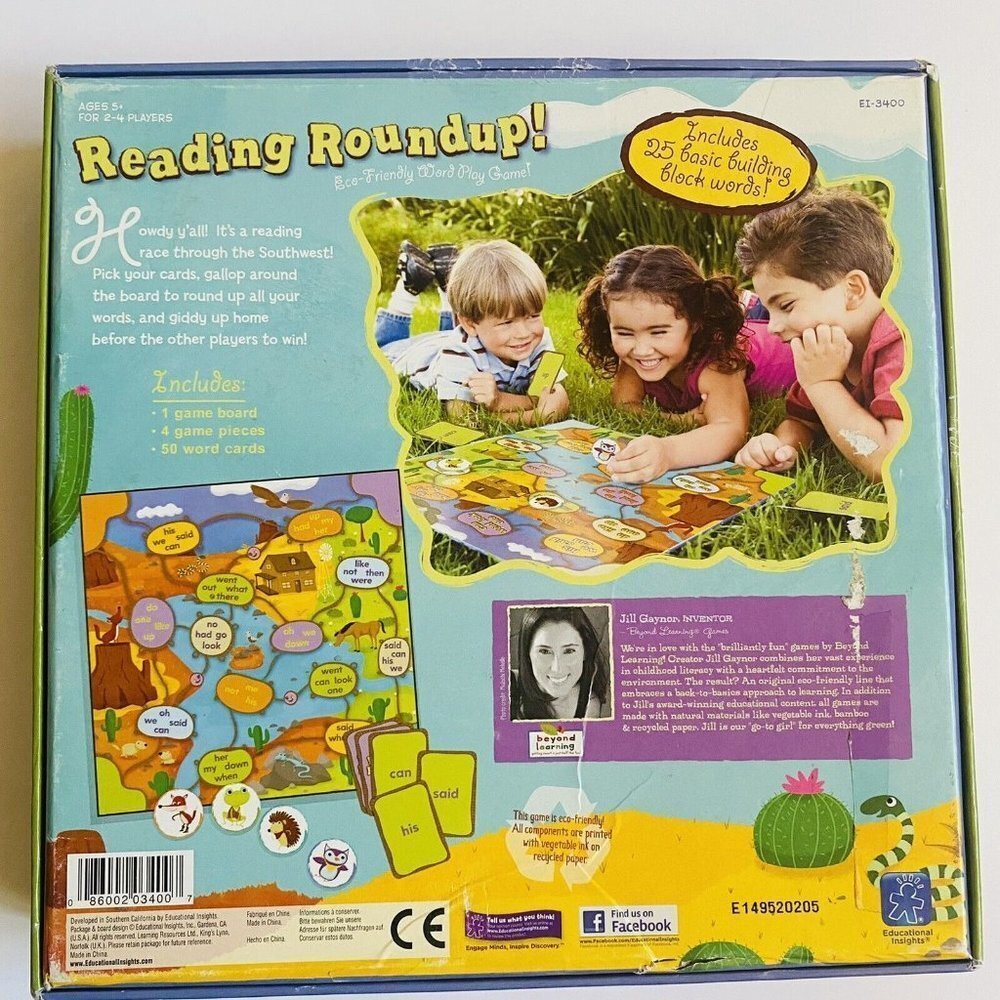 Reading Roundup! Eco Friendly Word Play Board Game Basic Building Block Words - Picture 9 of 11